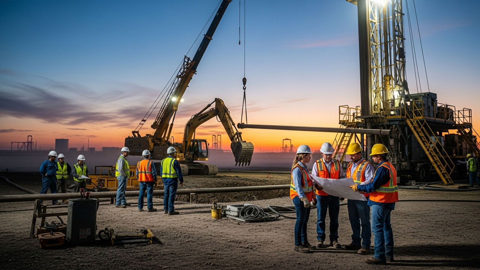 فريق عمل في موقع صناعي
